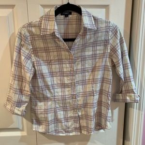 Burberry button-down pink and white top size s